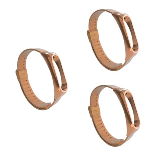DOITOOL 3pcs Stainless Steel Wristband Strap for Rose Gold Bracelet Smooth Finish for Sporty Look Ergonomic and Design for Daily Wear and Any Occasion