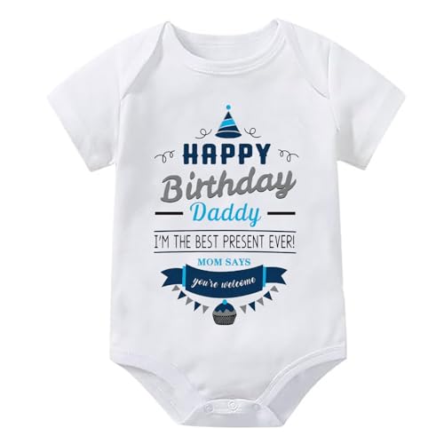 WOOYONGING Happy Birthday Daddy Onesie Short Sleeve Baby Boy Girl Clothes White Newborn Clothes 0-3 Months