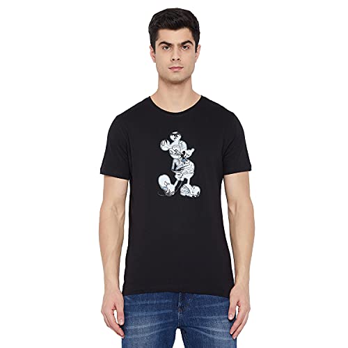 Image of Mickey Mouse Family by Wear Your Mind Men's Regular Fit Round Neck Short Sleeves Knitted T-Shirt