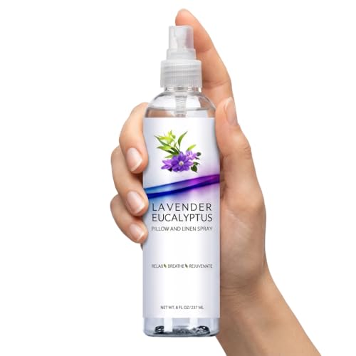 Lavender Eucalyptus Pillow Spray, Aromatherapy Linen & Bedding Mist, Natural Essential Oil Room Spritz for Relaxation, Stress and Air Freshener, Fabric Refresher for Calm Sleeping
