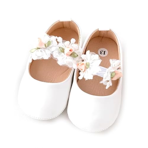 Brillabenny Bailarinas blancas bautizo niña recién nacida niña bebé zapatos zapatos mocasines elegantes ceremonia, Color blanco., 0-6 mesi