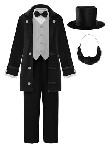 ReliBeauty Abraham Lincoln Costume Kids Douglass Costume for Boys 150