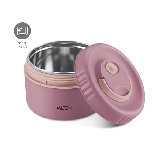 Image of MILTON Snack Box Big I Inner Steel, PU Insulated 510 ml I Leak Proof with Air Vent I Lunch Box for Office Use, School I Pink
