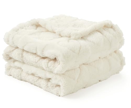 Image of CREVENT 30 inchX40 inch Cozy Soft Warm Sherpa Baby Blanket for Girls Boys, Newborn Essentials for Infant, Baby Shower Receiving Gift - White Heart 75X100cm