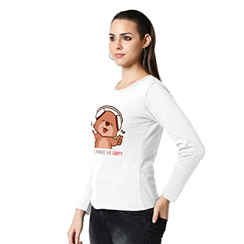Image of Bewakoof Women Printed Pink Full Sleeve Round Neck T-Shirt