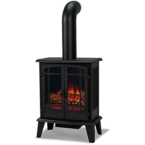 Real Flame Foster 25" Stove Electric Fireplace for Living Room or Bedroom, Realistic Log and Flame Effect, Freestanding Fireplace with Adjustable Thermostat, Auto Shut-Off Cover