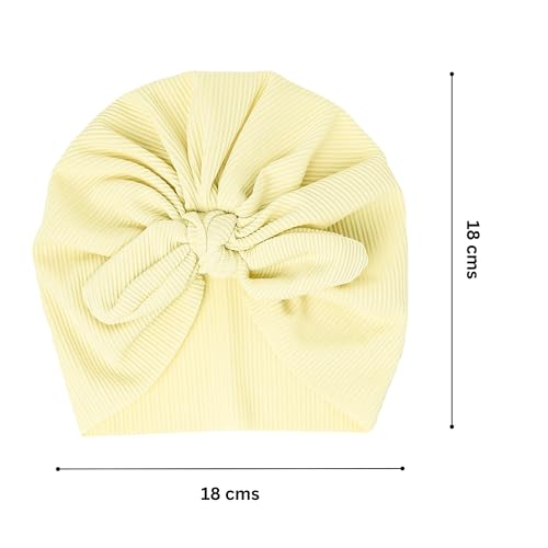 Image of THE LITTLE LOOKERS Turban Cap | Turban Knot Bow Cap | Turban Cap for New Born Kids | Cap for Baby Girl |Cap for Baby Boy | Baby Flower Turban Cap