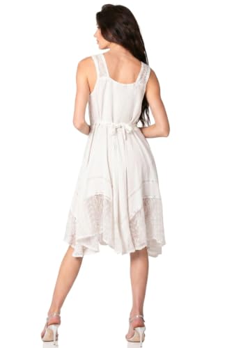Image of Sakkas Magdilena Stonewashed Corset Front Embroidered Dress