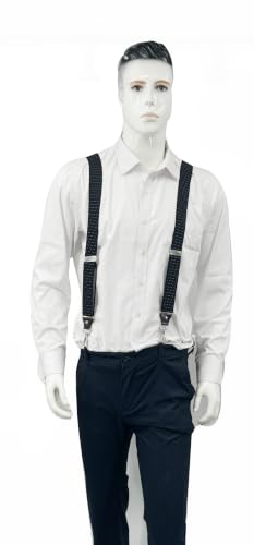 Image of Mens Suspenders with 3 Swivel Hooks Belt Loops 1.4 Inch Wide Heavy Duty Adjustable Braces