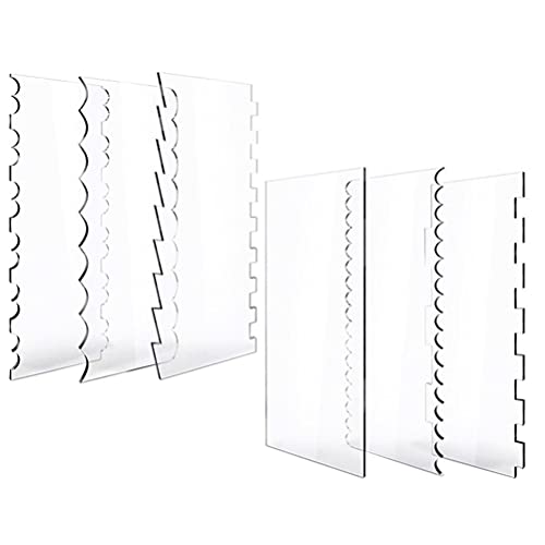 ABOOFAN 6Pcs Clear Acrylic Cake Scraper Cake Smoother Cake Icing Scraper Edge Side Cake Smoother Scraper Cutters Smoother Tool Set for Bakery Pastry Bread Dough Cake Fondant Pizza