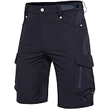 Hiauspor Mens Mountain Bike Shorts MTB Shorts Baggy Cycling Bicycle Bike Shorts Wear Relaxed Loose-fit Without Padding (Black, L)
