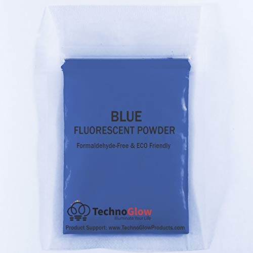 Fluorescent UV Powder Pigment | Black Light Reactive | Formaldehyde-Free & ECO Friendly | Multi-Purpose Use Tint Dye (0.5 oz, Blue)