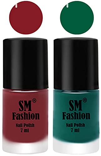 Image of Long Lasting Nail Polish | Nail Paint Combo 7 ml Each) - Set of 2 Plum-Green