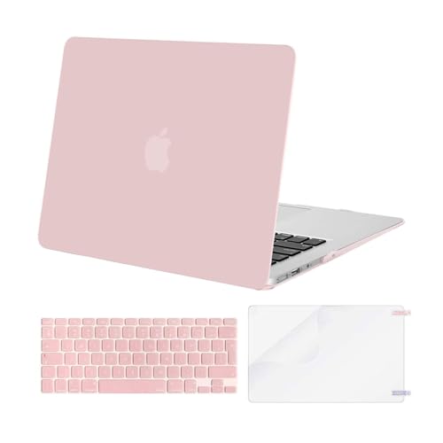 MOSISO Funda Dura Compatible Con MacBook Air 13 (A1369/A1466, Versión 2010-2017), Rígida Carcasa Protector & Piel De Teclado De Color A Juego EU Versión & Protector De Pantalla, Cuarzo Rosa