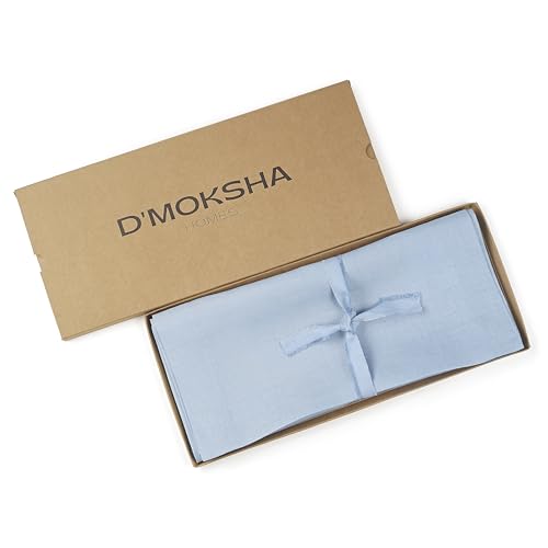 DMoksha-Homes-Linen-Table-Runner-14-x-48-Inch-100-Pure-Linen-Powder-Blue-Table-Runner-Machine-Washable-Farmhouse-Table-Runner-for-Hanukkah-Holiday-Decor DMoksha Homes Linen Table Runner 14 x 48 Inch 100 Pure Linen Powder Blue Table Runner Machine Washable Farmhouse Table Runner for Hanukkah Holiday Decor