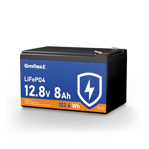 12V 8Ah LiFePO4 Battery, Deep Cycle Lithium Iron Phosphate Rechargeable Battery with Built-in BMS, 4000+ Cycles, Ideal for Solar, Power Wheels, Fish Finder, Lighting, and Backup Power