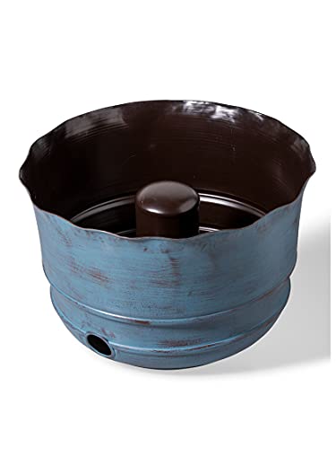 Blue Garden Hose Pot | Decorative Watering Hose Storage for Outdoors | Holds 100ft Hose