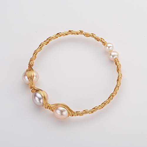 Dengguang Pearl Bangle For Women,Freshwater Cultured Pearl Open Cuff Wrap Bangle Bracelets Jewelry Gift For Mom Mama Mother Day #TOP2