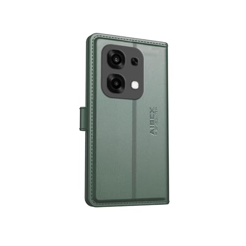 Image of AIBEX Compatible for Oppo F31 5G Flip Cover Leather Finish with Magnatic Closure | Inside TPU with Card Pockets | Wallet Stand | Complete Protection Flip Case -Green
