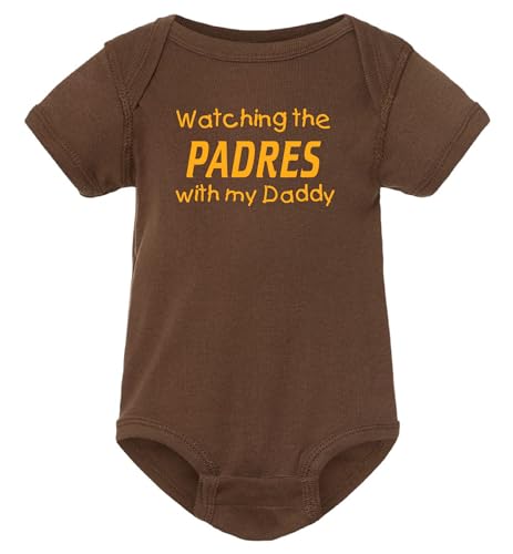 Image of Curiositees Watching the Padres with my Daddy Fan Baby Bodysuit Outfit - Brown