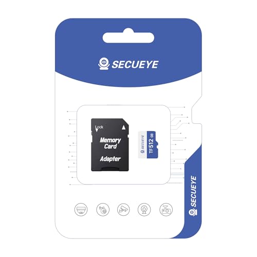 SECUEYE 512GB TF[J[h A_v^[t NX10 FAT32 ǂݎ/ 24ԔNx̃rfI^ ZLeBJ hCuR[_[ (512GB + A_v^[)