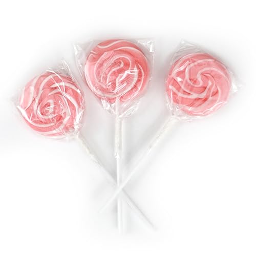 Pink Lollipops, 24 Pack, Pink Swirl Lollipops Individually Wrapped, Pink Lollipop Suckers Bulk, The Hampton Popcorn & Candy Company - Thumbnail 3