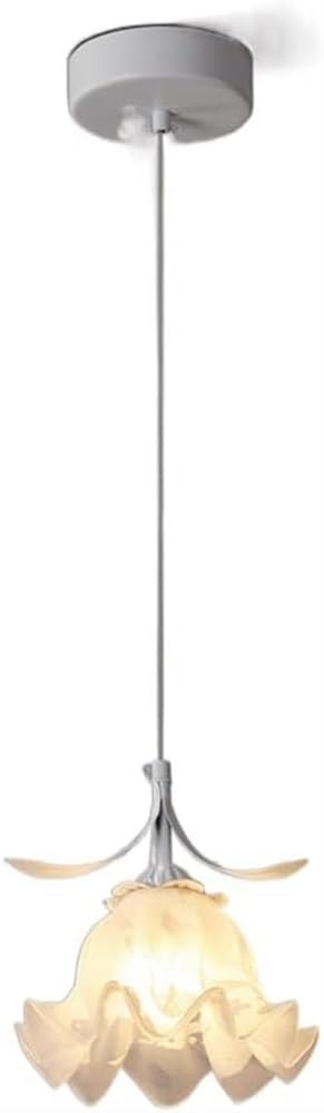 TONFON Flowers Glass Chandelier Antique Delicate Decorative Pendant Light Pattern Frosted Glass Ceiling Light Fixture for Kitchen Island Dining Room Bedroom Hallway Bar Living Room Hanging Light(A)