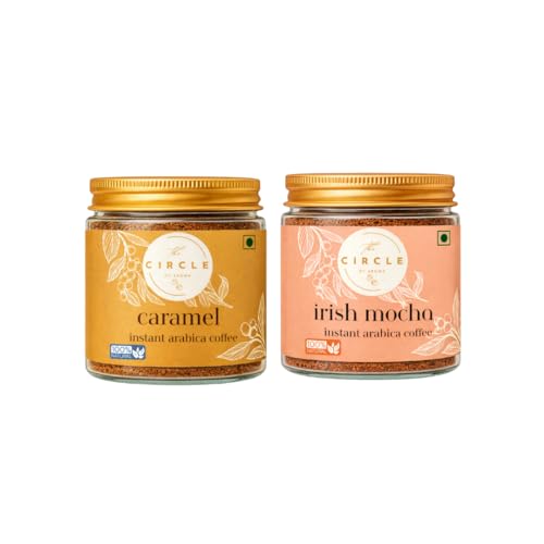 Image of The Circle Of Aroma Signature Instant Coffee|100% Arabica|Rich Aroma|No Added Sugar|Combo Of 2|Irishmocha & Caramel|50g(25 Cups) Each Flavour|Enjoy Hot /Cold