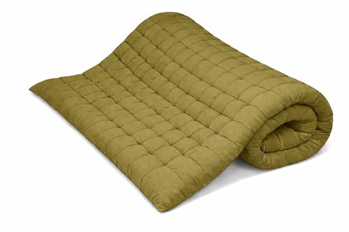 Image of ATOOTFUSION Soft Cotton Quilt | Foldable Light Weight Filled Single Firm Cotton Quilt Mattress| Gadda (Solid Coloured, 2 Sleeping Capacity, 5 x 6 ft or 72 x 60 Inches Queen) (Mehndi Green)