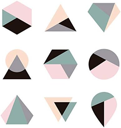 Walls By Me - Peel and Stick Poster Print Green and Pink Geometric Wall Art 4969-12in x 12in (31x31cm) -, Repositionable and Removable - Unframed