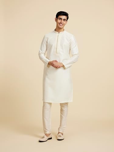Image of DIWAS BY MANYAVAR Men's Art Silk Embellished Neckline Kurta (1pc)