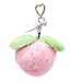 Surell Peach Fruit Keychain (Pink, Green) - Real Rex Rabbit Fur Pom Pom Keychain - Adorable Peach Girls Fruit Keychain - Fluffy Fur Ball Keychain for Backpack, Purse, Pocketbook - Cute Girls Gift