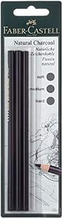 Faber-Castell 3 x PITT Charcoal Pencils, Black, Waxfree, Supreme Artist Quality, Grease and Oil Free