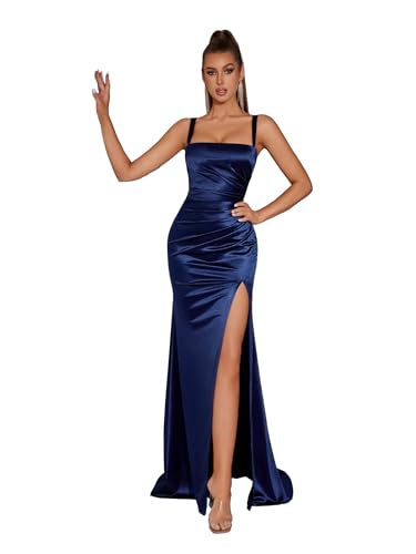 Image of Formal Dresses for Women Wedding Guest Cocktail Party Satin Sexy Bodycon Long Gala Evening Gowns Prom Dress