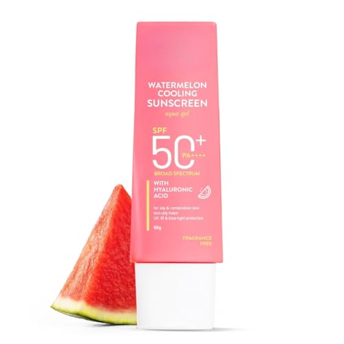 Watermelon Cooling Sunscreen, SPF 50+ PA++++, Hyaluronic Acid, Oil Control,