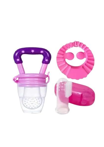 Jai Mahakal Traders Baby Care Set, Fruit Feeder, Finger Brush, Bath Cap, Multicolor (Pack of 3)-image-45