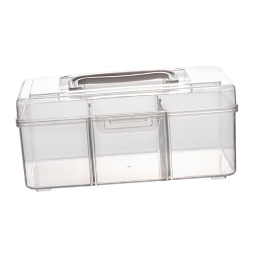 WNDUOKXH Caja de medicamentos a prueba de polvo, organizador almacenamiento medicamentos para acampar, escritorio, viajes, separado, pequeño ze, Transparente, Tamaño S separado