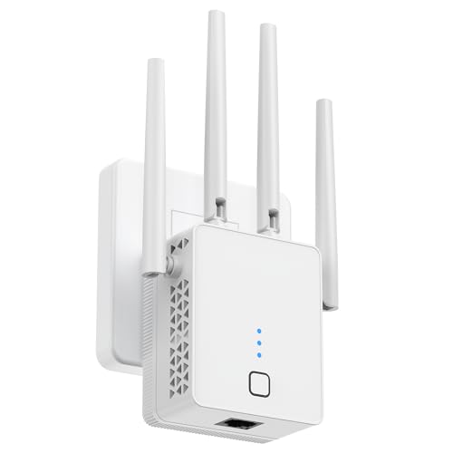 2026 WiFi Extender Signal Booster Dual Band 1200Mbps, Covers Up to 18,000 Sq Ft, Long Range and 115+ Devices, Wireless Internet Repeater with Ethernet Port, 1-Tap Setup (Matte White)
