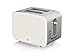 Swan Nordic Breitschlitz-Toaster mit 2 Scheiben, 3 Funktionen, 6 Bräunungsstufen, modernes Design, Edelstahl, Griff in Holzoptik, weiß matt