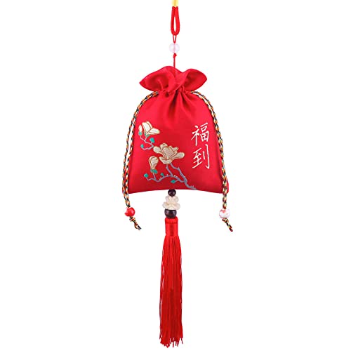 4 Bolsitas de Loto Bordadas con Cordón 9cm×12cm Rojo miniatura 2