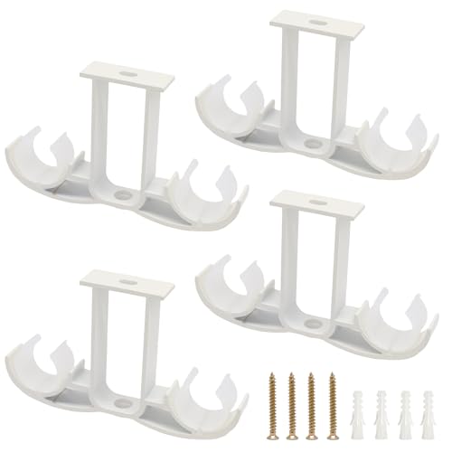4 Pièces Support de Tringle à Rideau en Aluminium, Mural Double Tringle a Rideaux Plafond, Barre a Rideaux en Alliage Support de Plafond pour Plafond, Salle...