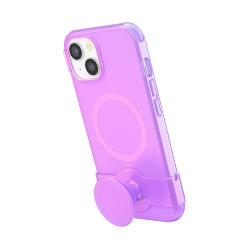 Image of PopSockets iPhone 14 Case with Phone Grip and Slide Compatible with MagSafe, Phone Case for iPhone 14, Wireless Charging Compatible - Pink Opalescent
