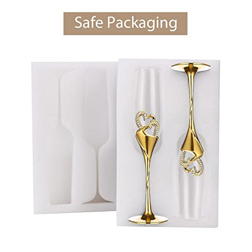 Sziqiqi CN-129 Wedding Champagne Glass Set Gold Toasting Flute Glasses Deluxe Pack Of 2 thumb #6