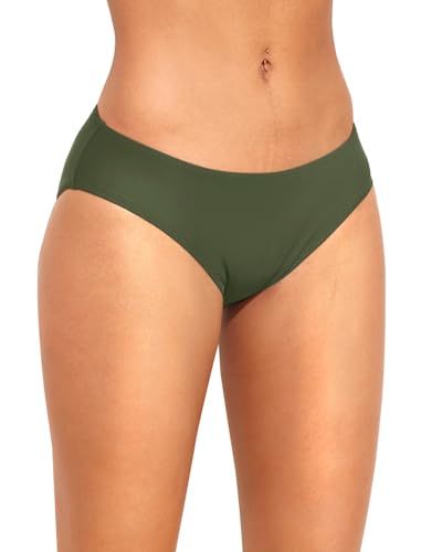 Image of Women Bikini Bottom Full Coverage Bathing Suit Bottoms Swimsuit Bottom | Low Waist Design, Side Strap Cutout, Full Rear Coverage, Secure Fit, Soft Breathable Fabric