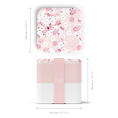 Monbento - Large Bento Box Mb Square Sakura With Compartments - Leakproof Lunch Box For Work And Meal Prep - Bpa Free - Food Grade Safe - Japanese Flowers - Pink #TOP1