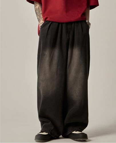 Men's Loose Fit Baggy Jeans Casual Streetwear Wide Leg Hip Hop Oversized Denim Pants2