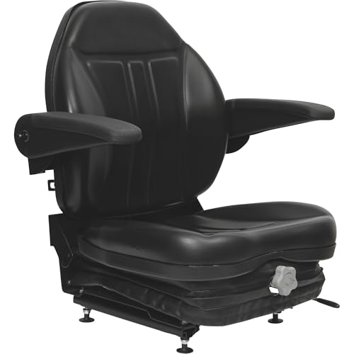 Black Talon Highback Suspension Seat with Folding Armrests - Blac...