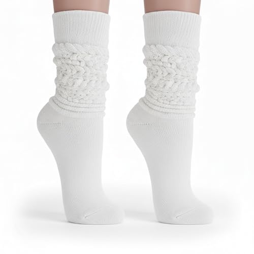 AWS/American Made Women’s White Slouch Socks for Women Extra Long