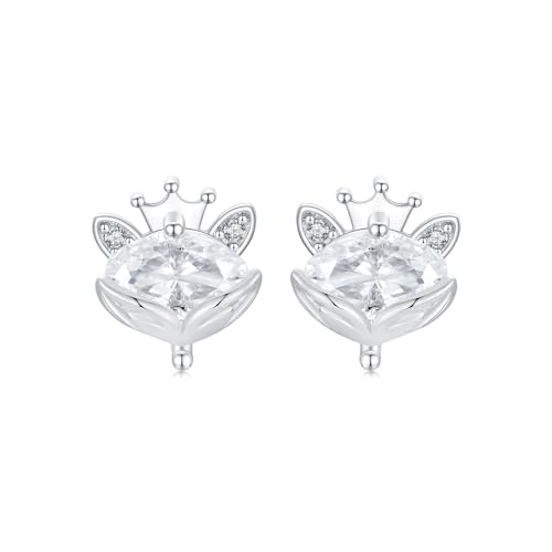 Boucles d'oreilles tête de renard en argent sterling 925 pour femme