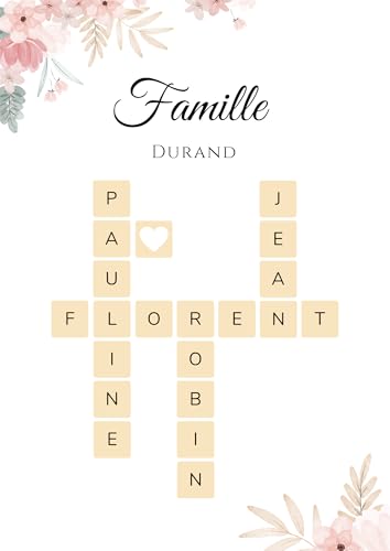 Affiche pêle-mêle rose/Affiche Scrabble famille personnalisée - Affiche A4 SANS CADRE